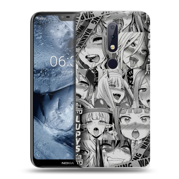 Силиконовый чехол на Nokia 6.1 Plus с принтом Ahegao Ахегао Аниме Силиконовый чехол на Nokia 6.1 Plus с принтом Ahegao Ахегао Аниме