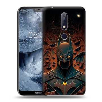 Силиконовый чехол на Nokia 6.1 Plus с принтом Batman Бэтмен Силиконовый чехол на Nokia 6.1 Plus с принтом Batman Бэтмен