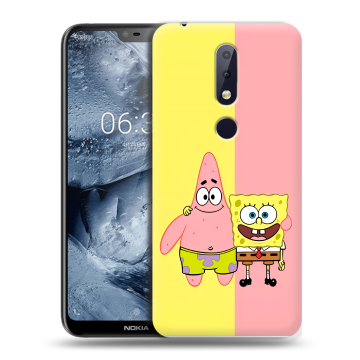 Силиконовый чехол на Nokia 6.1 Plus с принтом Спанч боб Спанчбоб