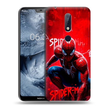 Силиконовый чехол на Nokia 6.1 Plus с принтом Spiderman Человек паук Силиконовый чехол на Nokia 6.1 Plus с принтом Spiderman Человек паук