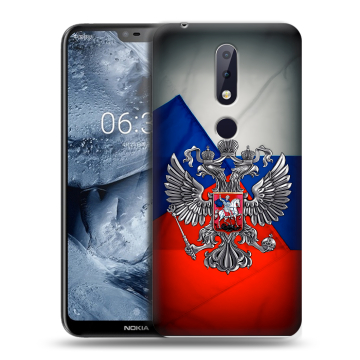 Силиконовый чехол на Nokia 6.1 Plus с принтом Флаг России