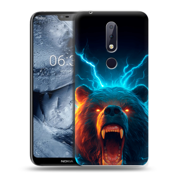 Силиконовый чехол на Nokia 6.1 Plus с принтом Медведь Силиконовый чехол на Nokia 6.1 Plus с принтом Медведь