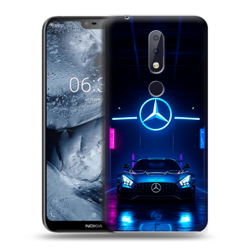 Силиконовый чехол на Nokia 6.1 Plus с принтом Mercedes Мерседес
