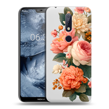 Силиконовый чехол на Nokia 6.1 Plus с принтом цветы Силиконовый чехол на Nokia 6.1 Plus с принтом цветы