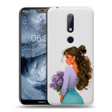Силиконовый чехол на Nokia 6.1 Plus с принтом девушка цветы Силиконовый чехол на Nokia 6.1 Plus с принтом девушка цветы