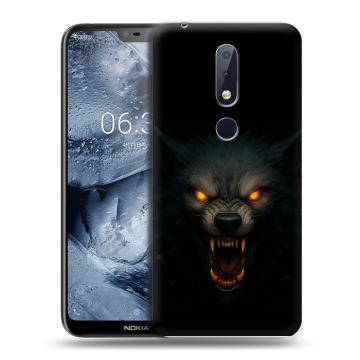 Силиконовый чехол на Nokia 6.1 Plus с принтом Волк Силиконовый чехол на Nokia 6.1 Plus с принтом Волк