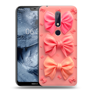 Силиконовый чехол на Nokia 6.1 Plus с принтом Розовые бантики
