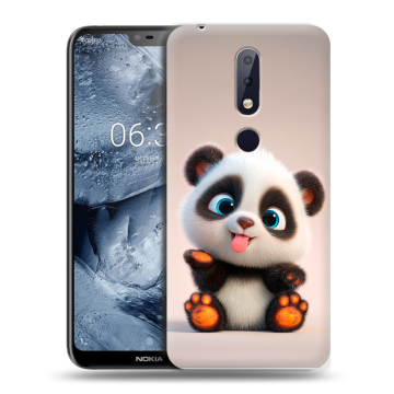 Силиконовый чехол на Nokia 6.1 Plus с принтом милая панда