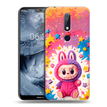 Силиконовый чехол на Nokia 6.1 Plus с принтом Labubu Лабубу