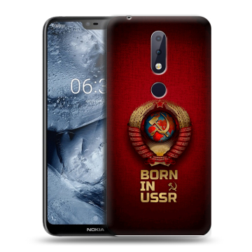 Силиконовый чехол на Nokia 6.1 Plus с принтом Флаг Герб СССР Силиконовый чехол на Nokia 6.1 Plus с принтом Флаг Герб СССР