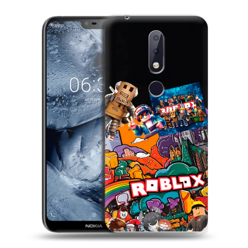 Силиконовый чехол на Nokia 6.1 Plus с принтом Roblox Роблокс