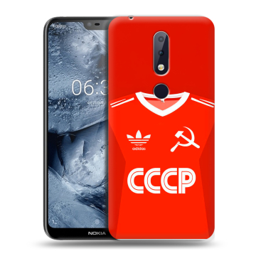 Силиконовый чехол на Nokia 6.1 Plus с принтом Флаг Герб СССР Силиконовый чехол на Nokia 6.1 Plus с принтом Флаг Герб СССР