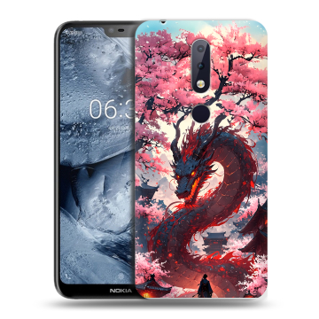 Силиконовый чехол на Nokia 6.1 Plus с принтом Дракон Японский