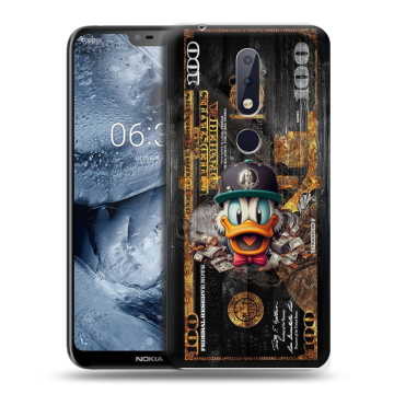 Силиконовый чехол на Nokia 6.1 Plus с принтом Дональд Дак Доллар