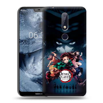Силиконовый чехол на Nokia 6.1 Plus с принтом Demon Slayer Клинок рассекающий демонов