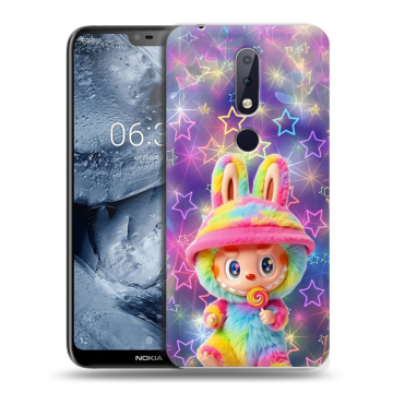 Силиконовый чехол на Nokia 6.1 Plus с принтом Labubu Лабубу