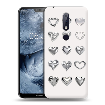Силиконовый чехол на Nokia 6.1 Plus с принтом Y2K сердечки