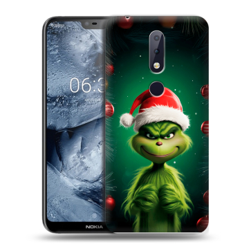 Силиконовый чехол на Nokia 6.1 Plus с принтом Гринч Новый год Рождество Силиконовый чехол на Nokia 6.1 Plus с принтом Гринч Новый год Рождество