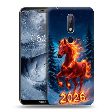 Силиконовый чехол на Nokia 6.1 Plus с принтом Новый год коня Силиконовый чехол на Nokia 6.1 Plus с принтом Новый год коня