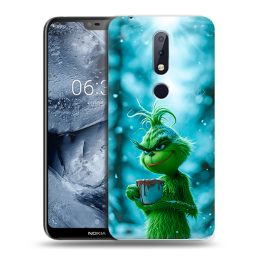 Силиконовый чехол на Nokia 6.1 Plus с принтом Новый год гринч Силиконовый чехол на Nokia 6.1 Plus с принтом Новый год гринч