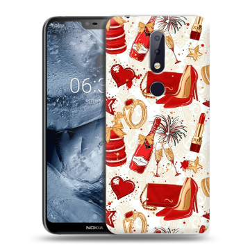 Силиконовый чехол на Nokia 6.1 Plus с принтом Новый год Силиконовый чехол на Nokia 6.1 Plus с принтом Новый год