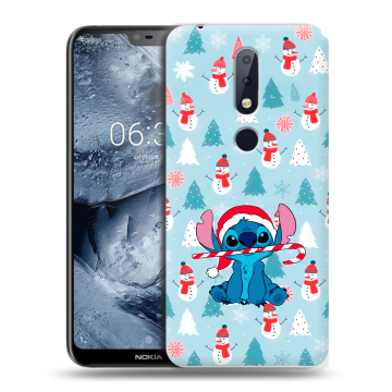 Силиконовый чехол на Nokia 6.1 Plus с принтом Стич Новый год Силиконовый чехол на Nokia 6.1 Plus с принтом Стич Новый год