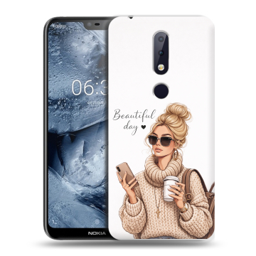 Силиконовый чехол на Nokia 6.1 Plus с принтом женский