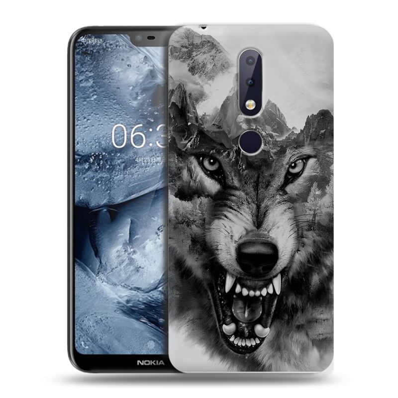Силиконовый чехол на Nokia 6.1 Plus с принтом Волк Силиконовый чехол на Nokia 6.1 Plus с принтом Волк