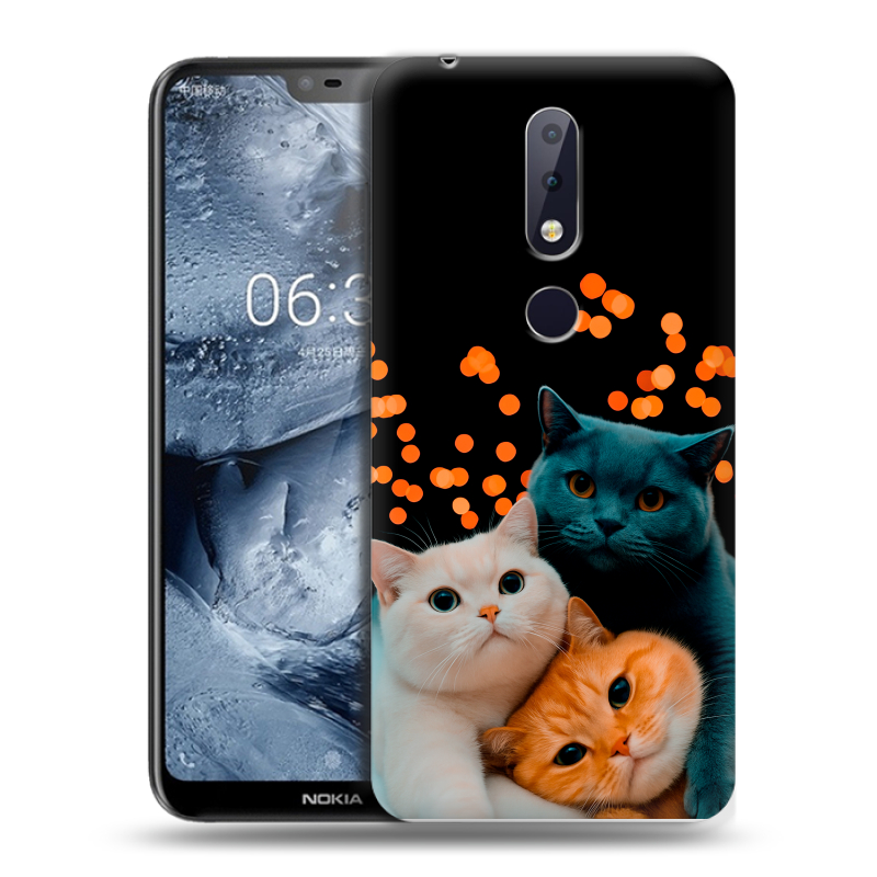 Силиконовый чехол на Nokia 6.1 Plus с принтом Кошки Силиконовый чехол на Nokia 6.1 Plus с принтом Кошки
