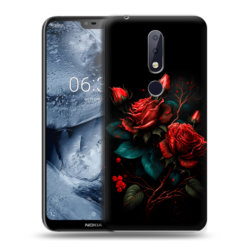 Силиконовый чехол на Nokia 6.1 Plus с принтом Розы красные Силиконовый чехол на Nokia 6.1 Plus с принтом Розы красные