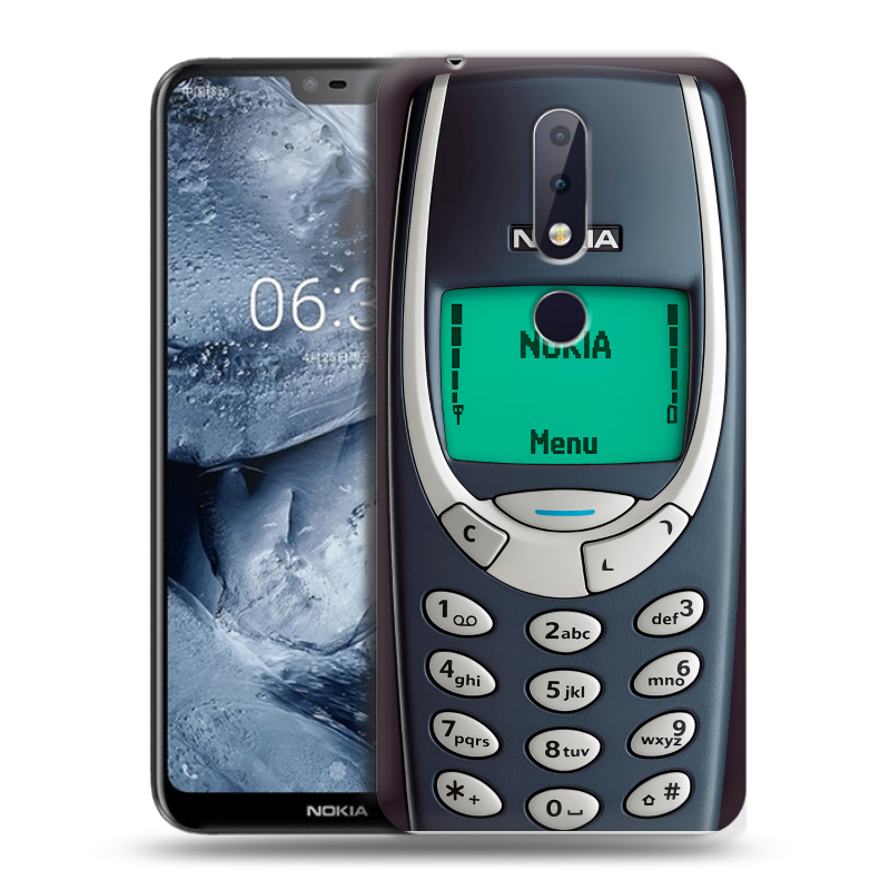 Силиконовый чехол на Nokia 6.1 Plus с принтом Старый телефон Силиконовый чехол на Nokia 6.1 Plus с принтом Старый телефон