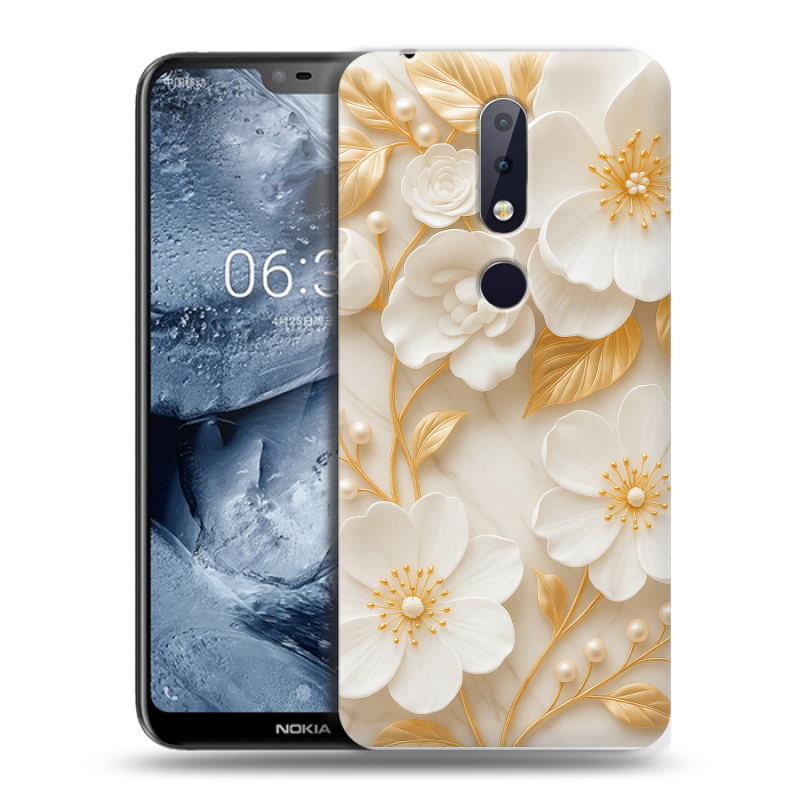 Силиконовый чехол на Nokia 6.1 Plus с принтом Цветы Силиконовый чехол на Nokia 6.1 Plus с принтом Цветы