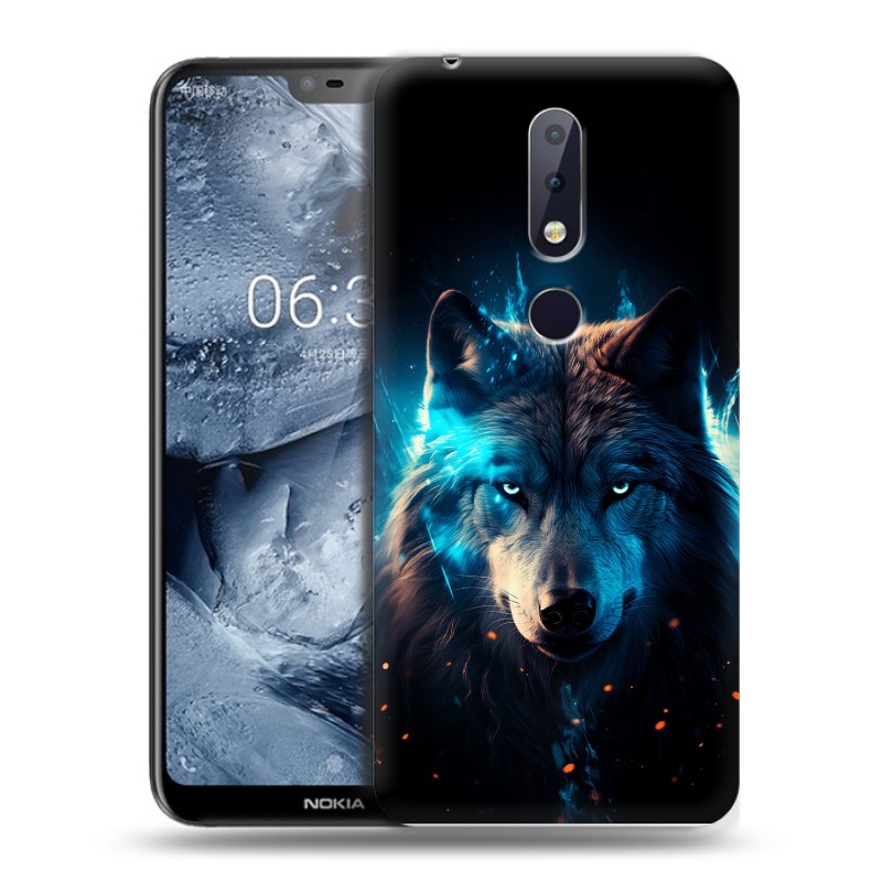 Силиконовый чехол на Nokia 6.1 Plus с принтом Волк ночной Силиконовый чехол на Nokia 6.1 Plus с принтом Волк ночной