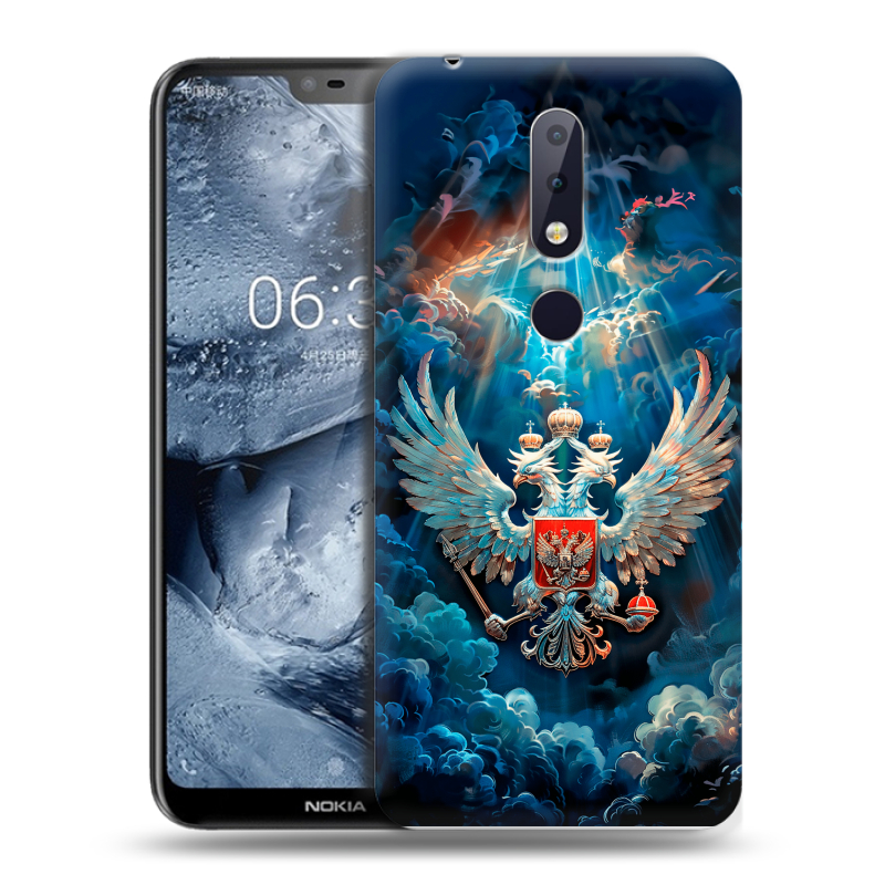 Силиконовый чехол на Nokia 6.1 Plus с принтом Герб флаг России Силиконовый чехол на Nokia 6.1 Plus с принтом Герб флаг России