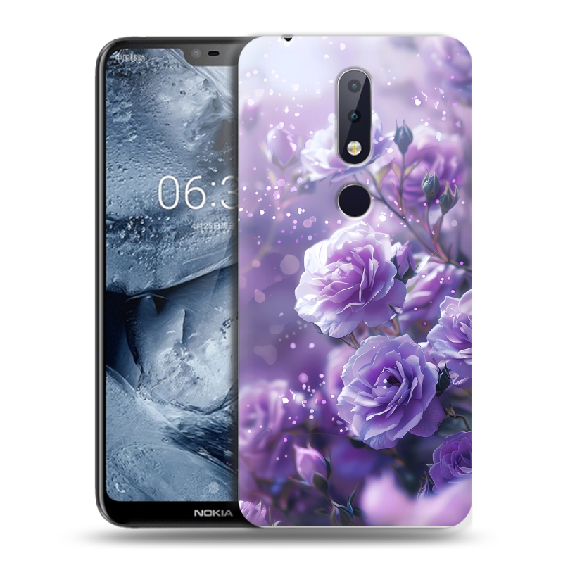 Силиконовый чехол на Nokia 6.1 Plus с принтом Розы цветы Силиконовый чехол на Nokia 6.1 Plus с принтом Розы цветы