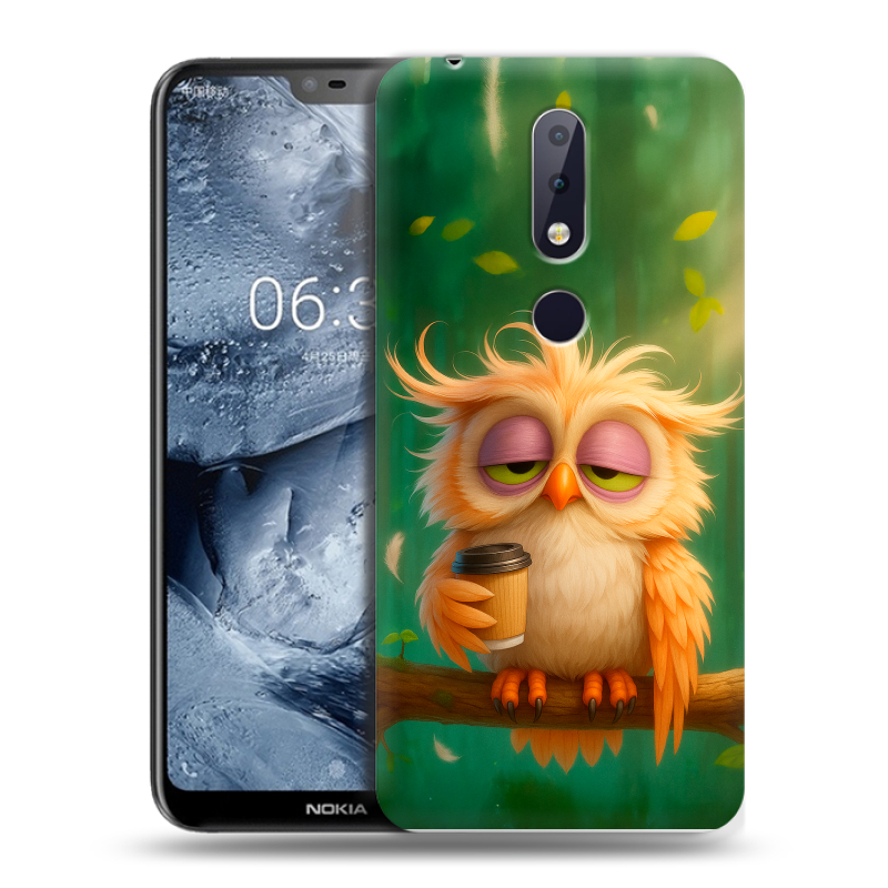 Силиконовый чехол на Nokia 6.1 Plus с принтом сова Силиконовый чехол на Nokia 6.1 Plus с принтом сова