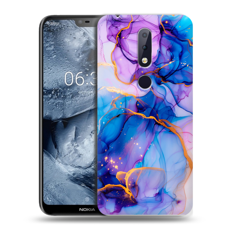 Силиконовый чехол на Nokia 6.1 Plus с принтом синий мрамор Силиконовый чехол на Nokia 6.1 Plus с принтом синий мрамор