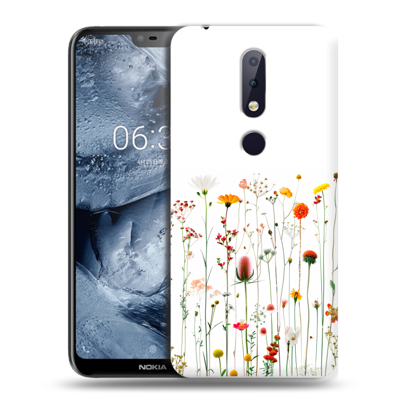Силиконовый чехол на Nokia 6.1 Plus с принтом цветы Силиконовый чехол на Nokia 6.1 Plus с принтом цветы