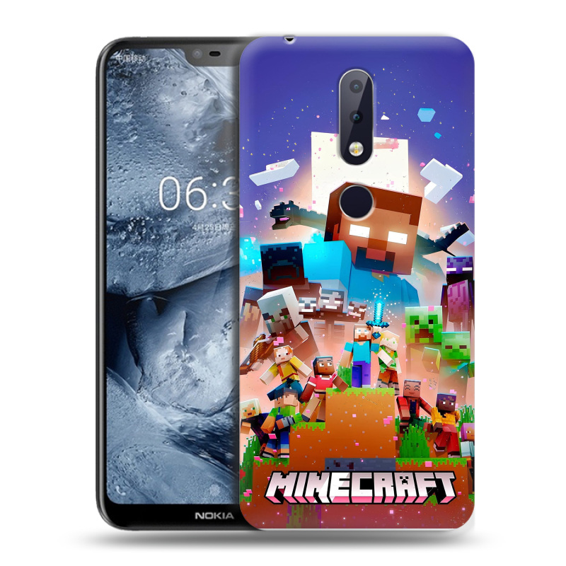 Силиконовый чехол на Nokia 6.1 Plus с принтом Майнкрафт Minecraft Силиконовый чехол на Nokia 6.1 Plus с принтом Майнкрафт Minecraft