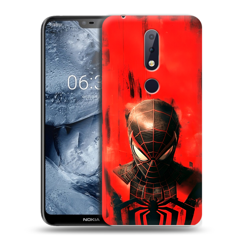 Силиконовый чехол на Nokia 6.1 Plus с принтом человек паук spiderman Силиконовый чехол на Nokia 6.1 Plus с принтом человек паук spiderman