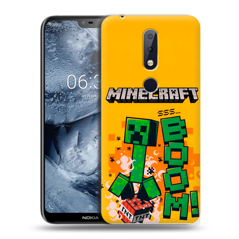 Силиконовый чехол на Nokia 6.1 Plus с принтом Майнкрафт Minecraft Силиконовый чехол на Nokia 6.1 Plus с принтом Майнкрафт Minecraft