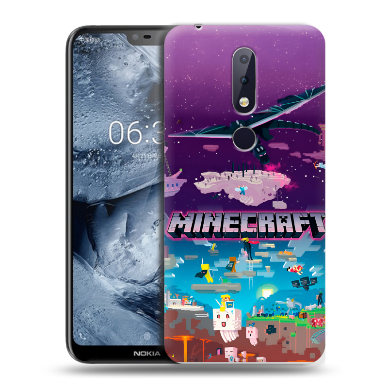 Силиконовый чехол на Nokia 6.1 Plus с принтом Майнкрафт Minecraft Силиконовый чехол на Nokia 6.1 Plus с принтом Майнкрафт Minecraft