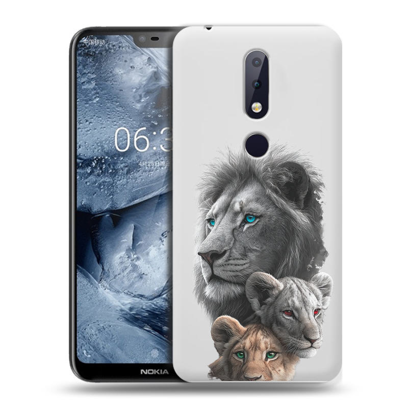 Силиконовый чехол на Nokia 6.1 Plus с принтом Львы Силиконовый чехол на Nokia 6.1 Plus с принтом Львы
