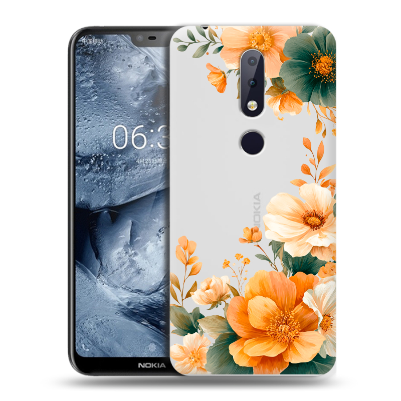 Силиконовый чехол на Nokia 6.1 Plus с принтом Цветы принт Силиконовый чехол на Nokia 6.1 Plus с принтом Цветы принт