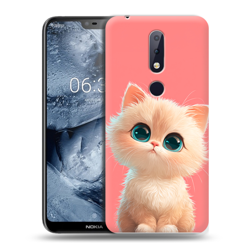 Силиконовый чехол на Nokia 6.1 Plus с принтом Розовый котенок Силиконовый чехол на Nokia 6.1 Plus с принтом Розовый котенок
