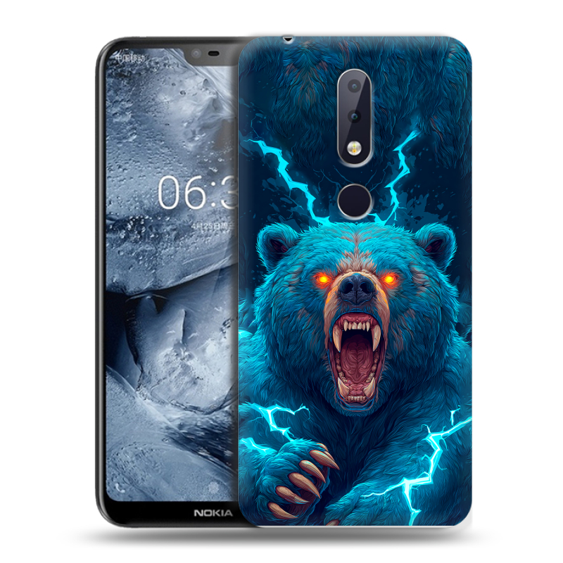 Силиконовый чехол на Nokia 6.1 Plus с принтом Медведь Силиконовый чехол на Nokia 6.1 Plus с принтом Медведь