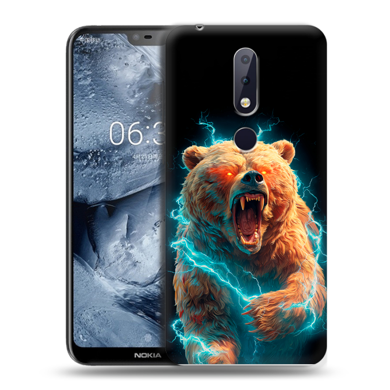 Силиконовый чехол на Nokia 6.1 Plus с принтом Медведь Силиконовый чехол на Nokia 6.1 Plus с принтом Медведь