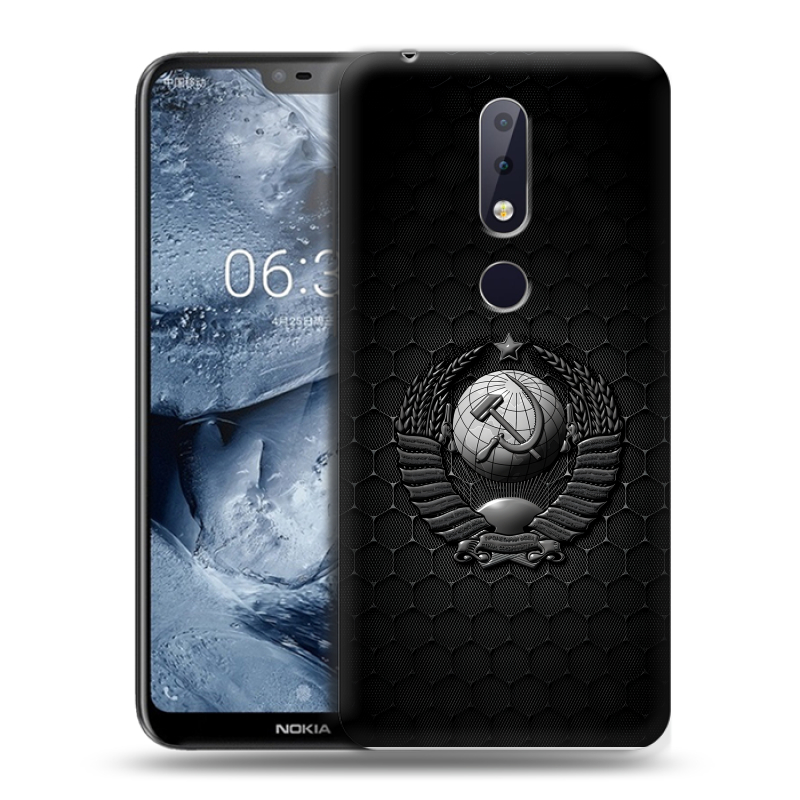 Силиконовый чехол на Nokia 6.1 Plus с принтом Герб Флаг СССР Силиконовый чехол на Nokia 6.1 Plus с принтом Герб Флаг СССР