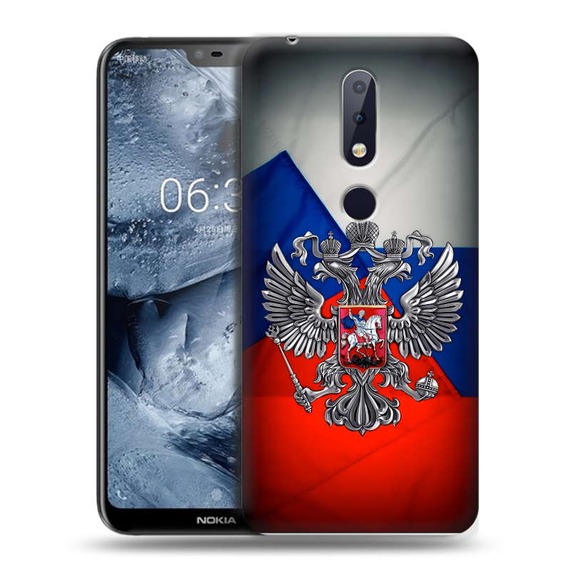 Силиконовый чехол на Nokia 6.1 Plus с принтом Флаг России Силиконовый чехол на Nokia 6.1 Plus с принтом Флаг России