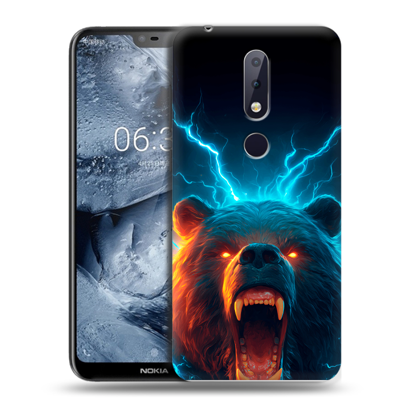 Силиконовый чехол на Nokia 6.1 Plus с принтом Медведь Силиконовый чехол на Nokia 6.1 Plus с принтом Медведь